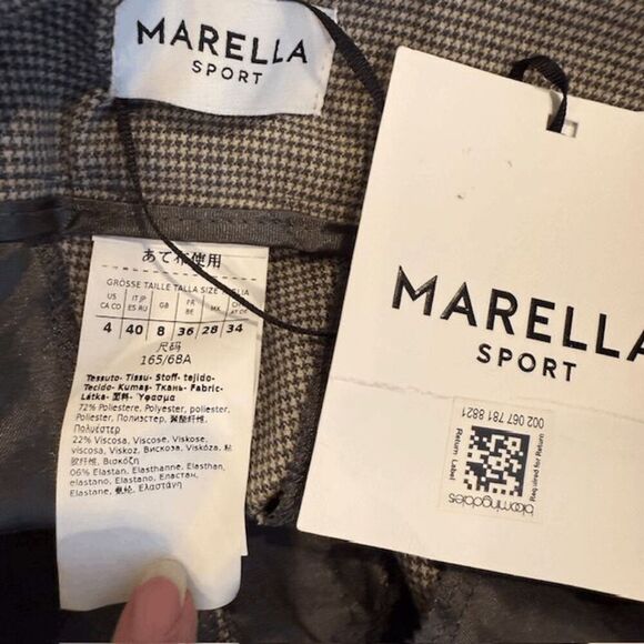 NWT Marella Timoteo Pants Slacks Trousers Gray Cream Houndstooth Size 4 - Picture 8 of 16